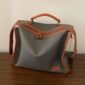 Unisoul Leather Canvas Long Zipper Boxy Crossbody Satchel Tote | B4